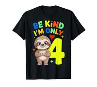 Cute Sloth I'm Only 4 Funny Fourth Birthday T-Shirt