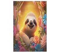 Cute Sloth Puzzles Adulte 1000 Pieces Cadeau Famille Puzzle Classique 3D Puzzle EnffourmisJouet en Bois Cadeau Unique Décoration Intérieure （78×53cm）