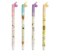 Cute Snail Gel Erasable Pens 0.5mm Writing Set, Cartoon Design Ink Marker, Pen 4 Piece Smooth Refillable Correction Tool | Suitable Ideal Perfect for Journaling School Planner Office Student Home