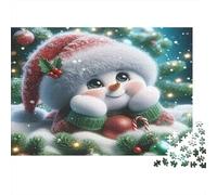 Cute Snowman Holiday 100% Recycled Cardboard Christmas Snowman 1000Pc Puzzle Adults Unique Classic Educational Games Brainteasing 70x50cm/1000pcs