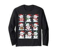 Cute Snowmen Christmas Holiday Winter Graphic Manche Longue