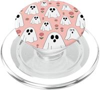 Cute Spooky Ghost Floral Pink Pastel Halloween Look PopSockets PopGrip pour MagSafe