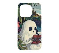 Cute Spooky Ghost Reading Book Summer Tropical Beach Reader Coque pour iPhone 15 Pro
