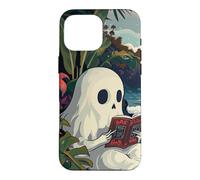 Cute Spooky Ghost Reading Book Summer Tropical Beach Reader Coque pour iPhone 16 Pro Max