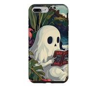 Cute Spooky Ghost Reading Book Summer Tropical Beach Reader Coque pour iPhone 7 Plus/8 Plus