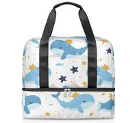 Cute Stars Ocean Whales Sac de sport fourre-tout pour homme et femme Sac de voyage avec compartiment à chaussures Grande capacité pour fitness, yoga, natation week-end