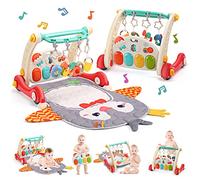 CUTE STONE Tapis de jeu pour bébé et trotteur d'apprentissage pour bébé, tapis d'activité pour bébé avec piano de jeu, centre d'activités musicales avec lumières, trotteurs pour bébé