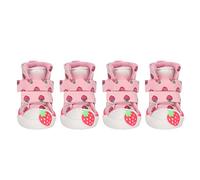 Cute Strawberry Dog Shoes, Slip Resistant Canvas Dog Boots with Breathable Velvet Lining and Non Slip PVC Sole for Small Dogs Like Teddy Bichon Pomeranian (4)