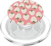Cute Strawberry Vintage Aesthetic White Fruit Pink Berry PopSockets PopGrip pour MagSafe