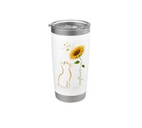Cute Sunflower Cat For Women Florist Floral Kitten Gardener Gobelet isotherme en acier inoxydable double paroi