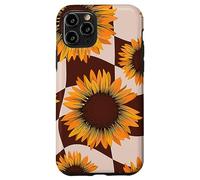 Cute Sunflower Floral Brown Checker Gardener Country Summer Coque pour iPhone 11 Pro