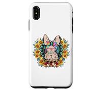 Cute Sunflower Motif for Women - Easter Bunny with Glasses Coque pour iPhone XS Max