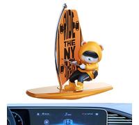 Cute Surfing Bear Car Dashboard Ornament - Sliding Decor Diffuser Tray | 4.33"x1.77"x4.45" ABS/PVC Construction, Vehicle-Motion Sliding Bear, Built-in Aromatherapy Slot (Pads Not Included)