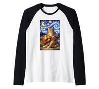 Cute Tabby Cat Playing Guitar Whimsical Art Music Camping Manche Raglan