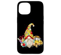 Cute Teacher GNOME with Big Yellow Bus for School Bus Driver Coque pour iPhone 15