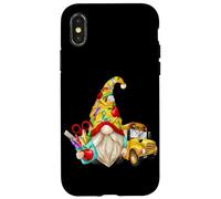 Cute Teacher GNOME with Big Yellow Bus for School Bus Driver Coque pour iPhone X/XS