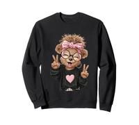 Cute Teddy Bear Girl Double Signe de Paix Kawaii Pop Graphic Sweatshirt