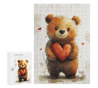 Cute Teddy Bear Holding Heart Puzzle 1000 Pièces Educa Jouet en Bois Cadeau Unique Décoration Intérieure Jeu Éducatif Challenge Toy Adultes Et Enfants À Partir De 14 Ans 300 PCS