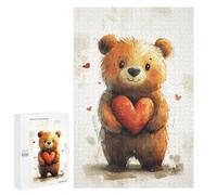 Cute Teddy Bear Holding Heart Puzzle 1000 Pièces Educa Jouet en Bois Cadeau Unique Décoration Intérieure Jeu Éducatif Challenge Toy Adultes Et Enfants À Partir De 14 Ans 1000 PCS