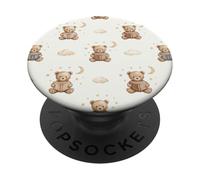 Cute Teddy Bear Pattern Book Lover Librarian Bookish PopSockets PopGrip Adhésif