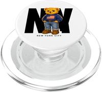 Cute Teddy Bear USA Flag, New York Style Bear Illustration PopSockets PopGrip pour MagSafe