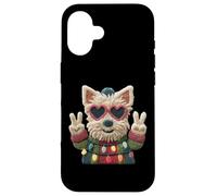 Cute Terrier Peace Sign Heart Lunettes de Soleil Hiver Graphique Coque pour iPhone 16