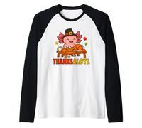 Cute Thanksalotl Axolotl Thanksgiving Day Pumpkin Autumn Manche Raglan