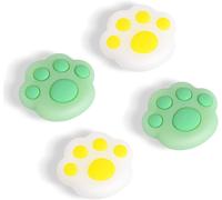 Cute Thumb Grip Covers,Soft Silicone Cat Paw Analog Stick Caps Hand Button Grip,Thumbstick Handle Caps Compatible with Joy Con Switch Lite/Switch OLED-Green and Yellow