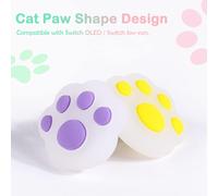 Cute Thumb Grip Covers,Soft Silicone Cat Paw Analog Stick Caps Hand Button Grip,Thumbstick Handle Caps Compatible with Joy Con Switch Lite/Switch OLED-Purple and Yellow