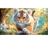 Cute-Tiger-Cub-in-Forest Puzzle 1000 pièces Papier recyclé Extremement Difficile Jeu Stimulant pour Femmes et Hommes à des Fins de Relaxation 70x50/1000 pièces
