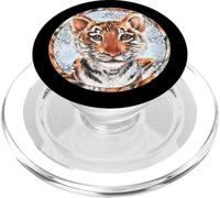 Cute Tiger for Winter Lover Women with Baby Tiger Snowflake PopSockets PopGrip pour MagSafe