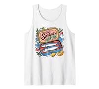 Cute Tinned Fish Italian Coastal Vintage Sardine Girl Summer Débardeur