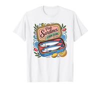 Cute Tinned Fish Italian Coastal Vintage Sardine Girl Summer T-Shirt