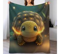 Cute Tortue Plaid Canape Couverture Polaire Flannel Tapis Douillet Couverture De Luxe À Chaud À Jet Polaire Lavable À La Machine Facile À Manipuler(130×180cm)