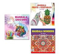 Cute Unicorn + Fruits & Vegetables + Wonders Mandala Art Designs Colouring Books | Unicorn Art | Healthy Foods | Wonderous Designs | Mandala Art | Fun for Kids | Creative Coloring (Set Of 3 Books)