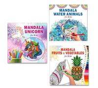 Cute Unicorn + Sea Animals + Amazing Fruits & Vegetables Mandala Art Designs Colouring Books | Unicorn Art | Ocean Life | Healthy Foods | Mandala Patterns | Fun Designs | Nature Art | Creative Colorin