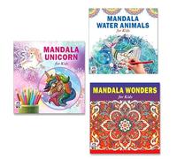 Cute Unicorn + Sea Animals + Amazing Wonders Mandala Art Designs Colouring Books | Unicorn Art | Ocean Life | Wonders of Nature | Mandala Creations | Fun for Kids | Nature Art | Kids Coloring (Set Of
