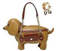 Cute Unique Dog Shaped Handbag, Novelty Puppy Purse Crossbody for Women, Funny Fashion Casual Animal Print Shoulder Bag
