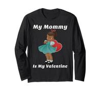 Cute Valentine's Day My Mommy is My Valentine Black Girl Manche Longue