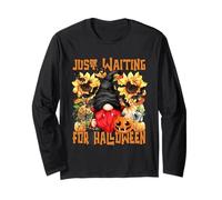 Cute Vampire GNOME for Women with Pumpkin Autumn Sunflower Manche Longue