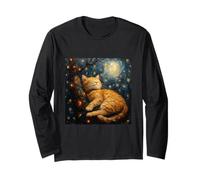 Cute Van Gogh Style Starry Night Cat Cat Mom Cat Dad Manche Longue