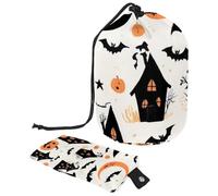 Cute Vector Set with Halloween Illustrations 1_29 Cosmetic Bag with Drawstring Multi Functional Organizer for Makeup and Toiletries, Multicolore 18., 9.9x6.9in/25.2x17.6cm;6x3.5in/15.2x8.8cm