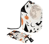 Cute Vector Set with Halloween Illustrations 1_29 Cosmetic Bag with Drawstring Multi Functional Organizer for Makeup and Toiletries, Multicolore 12., 9.9x6.9in/25.2x17.6cm;6x3.5in/15.2x8.8cm