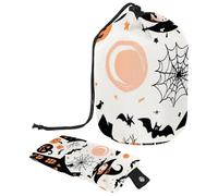 Cute Vector Set with Halloween Illustrations 1_95 Cosmetic Bag with Drawstring Multi Functional Organizer for Makeup and Toiletries, Multicolore 06, 9.9x6.9in/25.2x17.6cm;6x3.5in/15.2x8.8cm