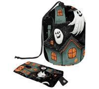 Cute Vector Set with Halloween Illustrations 2_139 Cosmetic Bag with Drawstring Multi Functional Organizer for Makeup and Toiletries, Multicolore 04, 9.9x6.9in/25.2x17.6cm;6x3.5in/15.2x8.8cm
