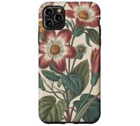 Cute Vintage Botanical Flower Red Beige Coque pour iPhone 11 Pro Max