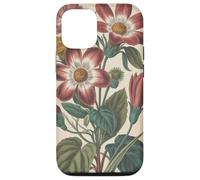 Cute Vintage Botanical Flower Red Beige Coque pour iPhone 12/12 Pro