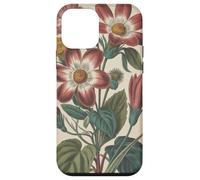 Cute Vintage Botanical Flower Red Beige Coque pour iPhone 12 Mini