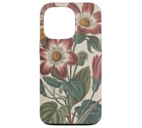 Cute Vintage Botanical Flower Red Beige Coque pour iPhone 13 Pro