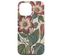 Cute Vintage Botanical Flower Red Beige Coque pour iPhone 13 Pro Max